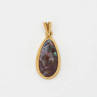 Designer Pendant of 18 Karat Gold (750), Hallmarked, and a Large Massive Boulder Opal