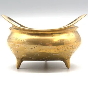 THREE-LEGGED BRASS INCENSE BURNER (CENSER) WITH XUANDE MARK, CHINA, 20TH C.