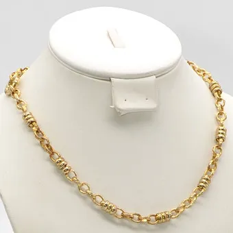 VINTAGE SIERADEN, SCHAKELCOLLIER, FANTASIEKETTING, VERGOUD, LAAT 20E EEUW.