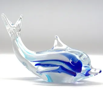 Murano glassculptuur, dolfijn, studioglas, sommerso, Italië, circa 1960.
