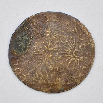 ANTIKE FRANZÖSISCHE MÜNZE, JETON DE NOBLESSE - ARMAND DE BIRON - COELVM NON SOLVM, MESSING, 1583.