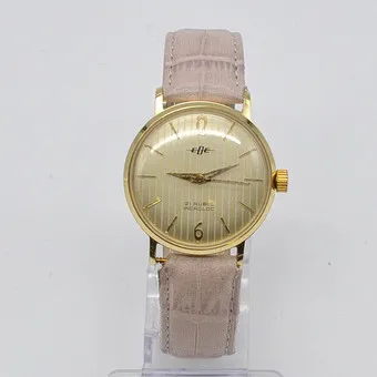 EGE wristwatch, 21 jewels Incabloc, gold-plated case, lined dial, manual wind, circa 1960s.