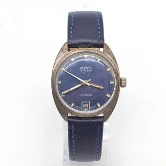 BWC SWISS INCABLOC, WRISTWATCH, DAYDATE DISPLAY, Model: 831002, MANUAL WIND, CIRCA 1970S.