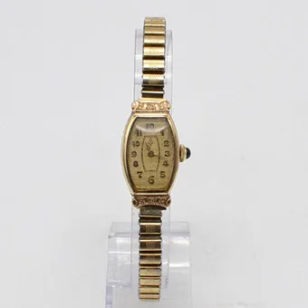 ZENTRA Art Deco damespolshorloge, tonvormige kast van 20 micron gewalst goud double, mechanisch handopwinduurwerk, flexband, ca. 1920.