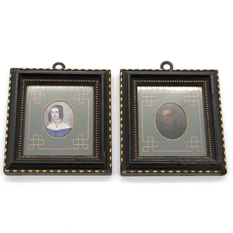 PAIRE DE MINIATURES PORTRAITS BIEDERMEIER DU 19E SIÈCLE