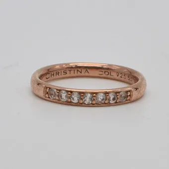 Christina Collect, vintage designer ring, gold-plated sterling silver, in red gold with zirconia, ring size approx. 15 / 55 mm.
