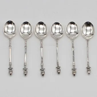 CHRISTOPH WIDMANN, CLASSIQUE, 6 MOCHA SPOONS, SILVER-PLATED (90 GRADE), GERMANY, EARLY 20TH CENTURY.