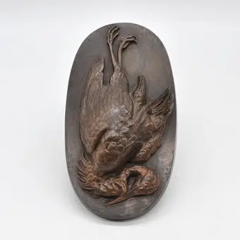 Лауххаммер, бронзовое литье, рельеф, птица, бронза, овал, ок. 1872-1922, ок. 20,5x11x5 см.