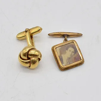 Cufflinks in a lot, handmade, gold-plated.