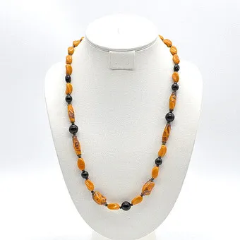 MURANO GLAS COLLIER MIT GOLDFLITTER PERLEN, HANDGEMACHT, CA. 62CM.