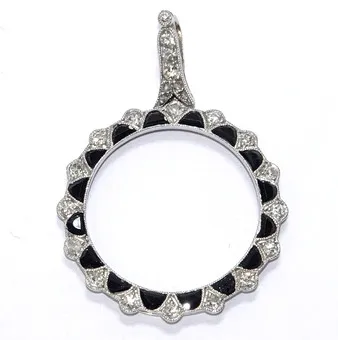 Pendentif or 750 antique diamants taille ancienne onyx