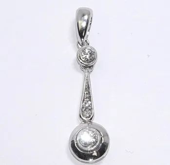 Pendentif or 585 antique diamant taille ancienne or blanc 14K