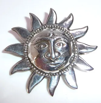 Sonnen Anhänger oder Brosche , 925 Silber, Handarbeit.