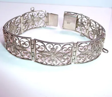 Bracelet 835 silver filigree silversmith work.