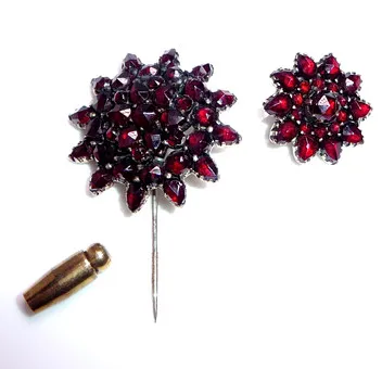 Anhänger und Pin - böhmischer Granat - ANTIK.