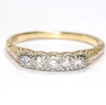 Bague or 585 Art déco diamants.