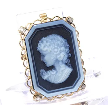 Pendentif or 585 camée antique 14K agate.