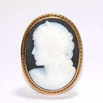 Pendentif or 750 ancien glyptique agate gravure main