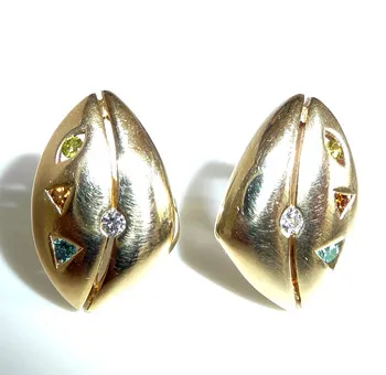 Boucles d'oreilles or 585 avec diamants fancy