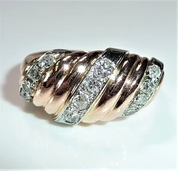 Ring Vintage 585 Rosé Gold, Diamanten.