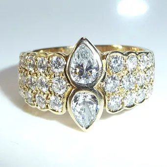 Ring 585 yellow gold 1.80ct diamonds brilliants size 56/17.8 mm 6.2g