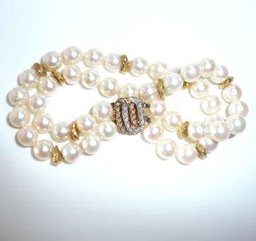 Schoeffel Armband 750 Gold Diamanten, Akoya Perlen.