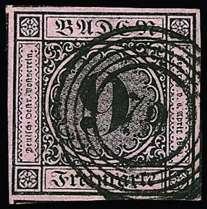 9 Kr. black/old pink, exceptional cut with margins on all four sides (!), signed Pfenninger, Stegmüller