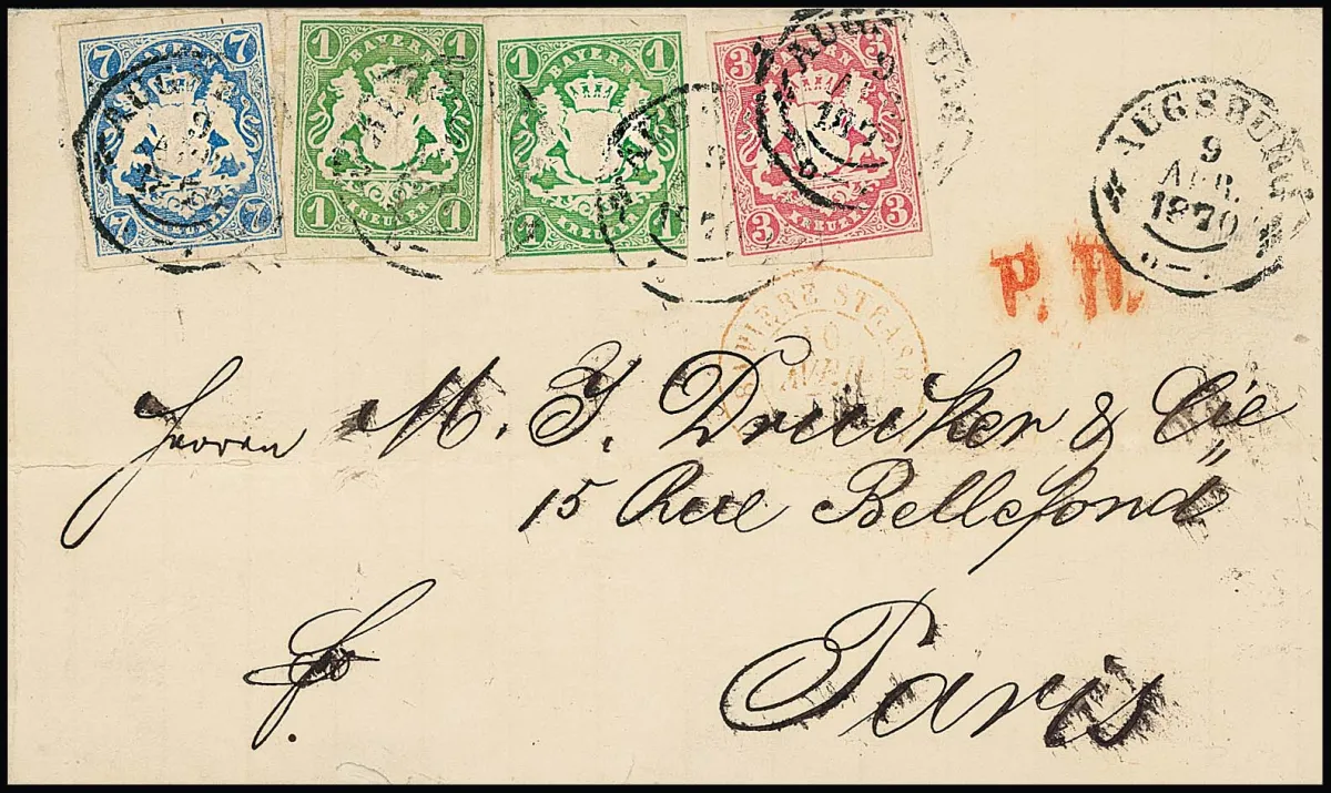 1 Kr. grün per zwei (einmal rechts geringfügig berührt), nebst 3 Kr. rosa und 7 Kr. hellultramarin als attraktive und frische, ursprüngliche…