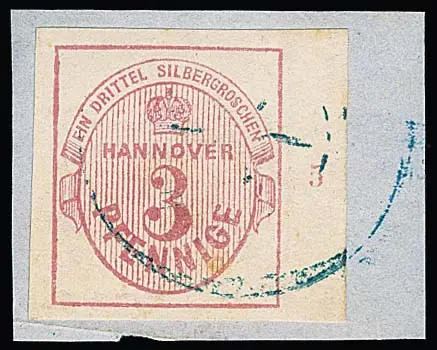 3 Pfge. lila-roze, zeer brede marges, rechts velrand en rijnummer "5", op kabinetfragment, expert Berger