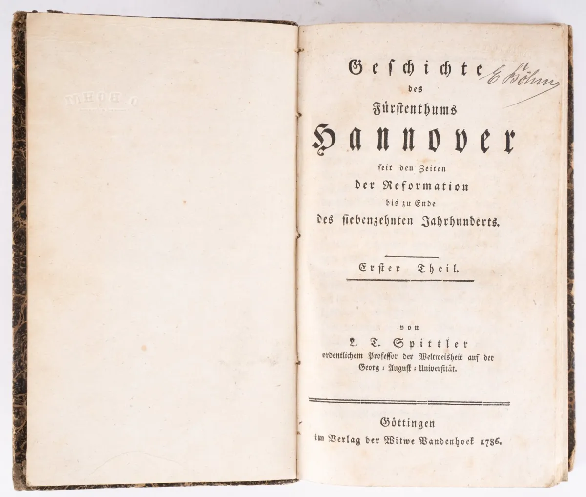История Ганноверского дома, часть первая, Людвиг Тимотеус Шпиттлер, Гёттинген 1786. Экслибрис д-ра Райнхольда …