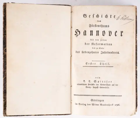 Histoire de la Maison princière de Hanovre Première partie, Ludwig Timotheus Spittler, Göttingen 1786. Ex Libris du Dr. Reinhold …