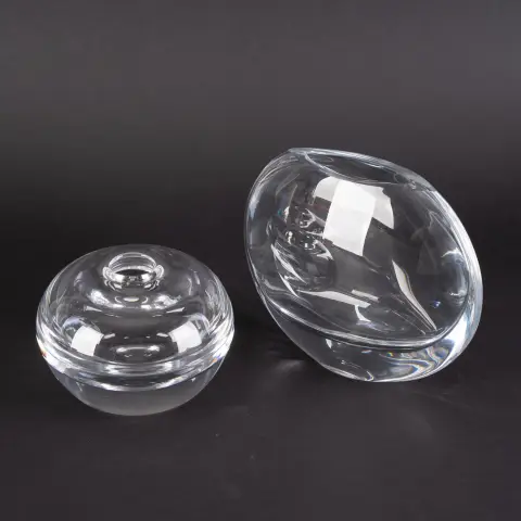 Ensemble de 2 vases Peill und Putzler : vase de table sphérique en verre, hauteur env. 10 cm, diamètre env. 14 cm