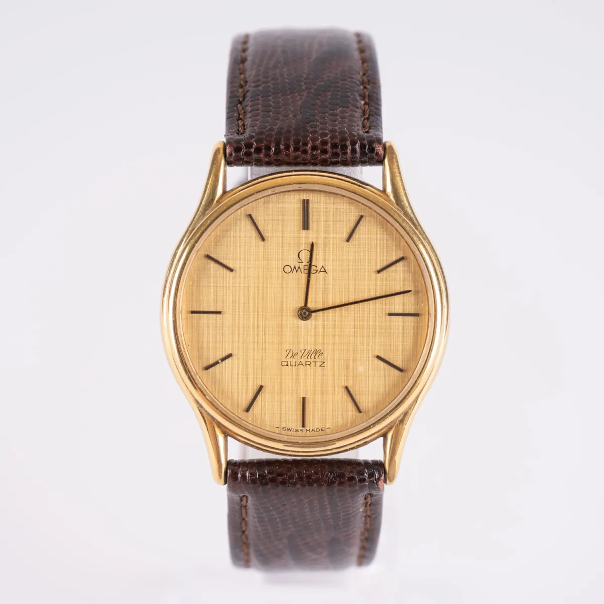 OMEGA DE VILLE, Quartz men's wristwatch, gold-plated steel, bezel broken off, untested, case diameter approx. 33mm, …
