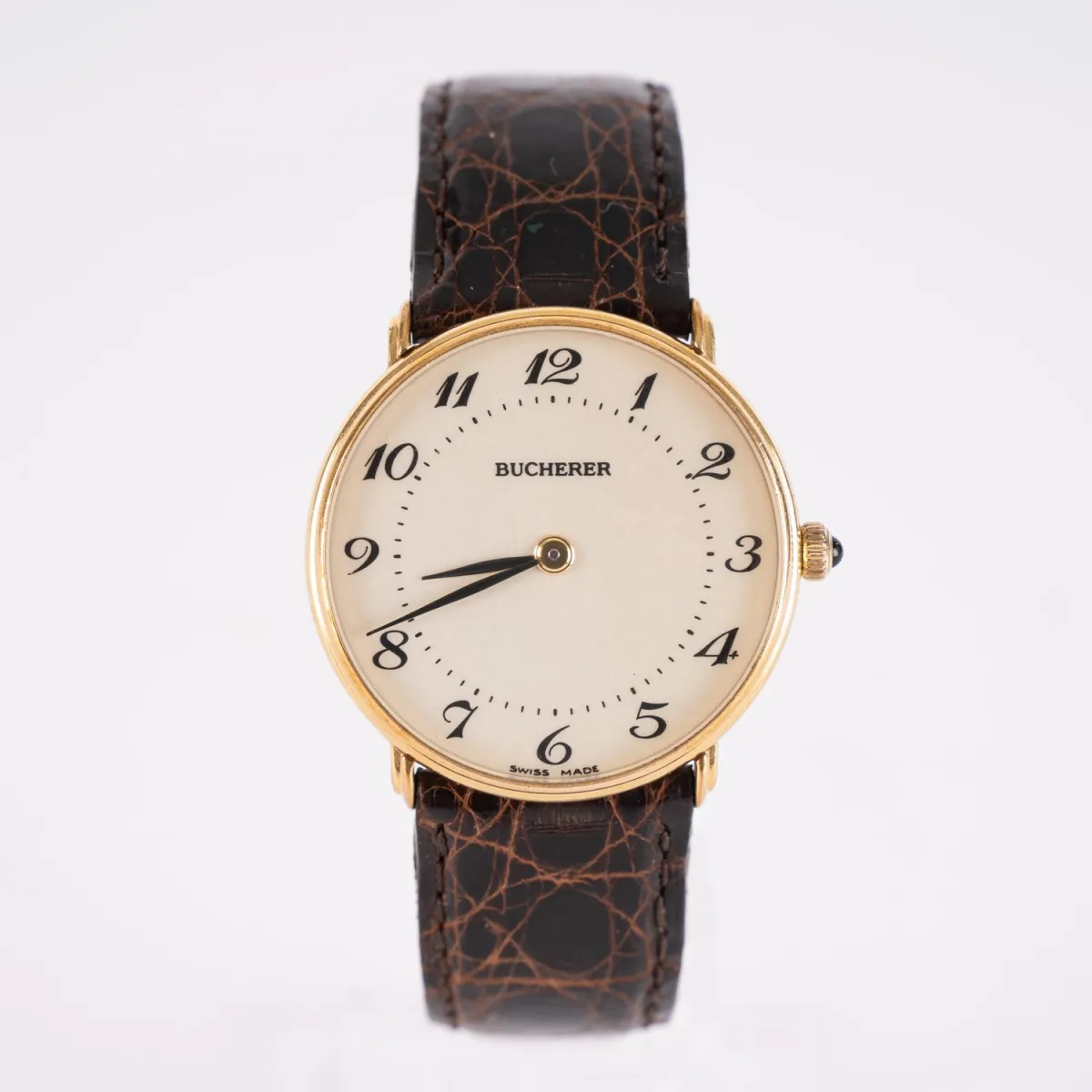 BUCHERER DRESSWATCH - Herenpolshorloge, verguld staal, diameter ca. 32mm, mechanisch handopwinduurwerk (loopt…