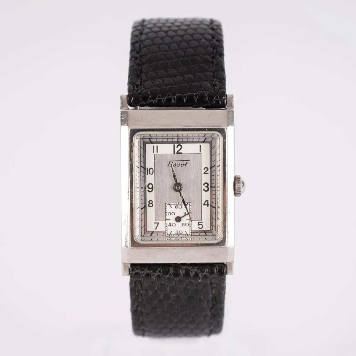 Classic Tissot - Men's wristwatch, Art Deco Tank Z173K, rectangular stainless steel case, screw-down back, faceted…