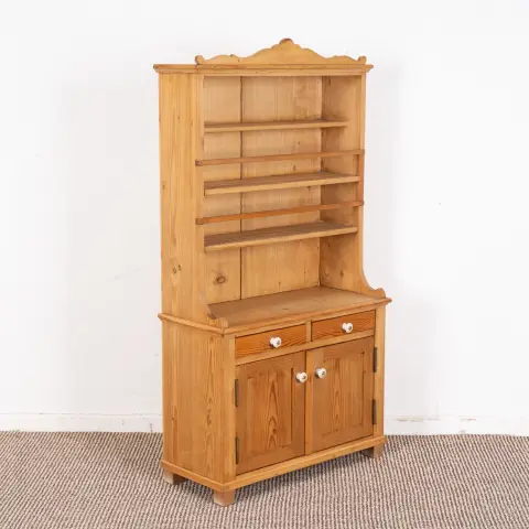 Ancienne armoire à étagères de chambre d'enfant ! Bois résineux massif, poignées en porcelaine cirées