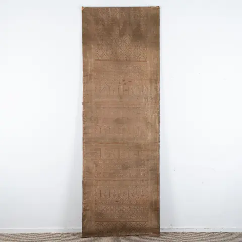 Vzácný antický indický hedvábný brokát, cca 85 x 285 cm, dle dodavatele původně ze svatebního sárí