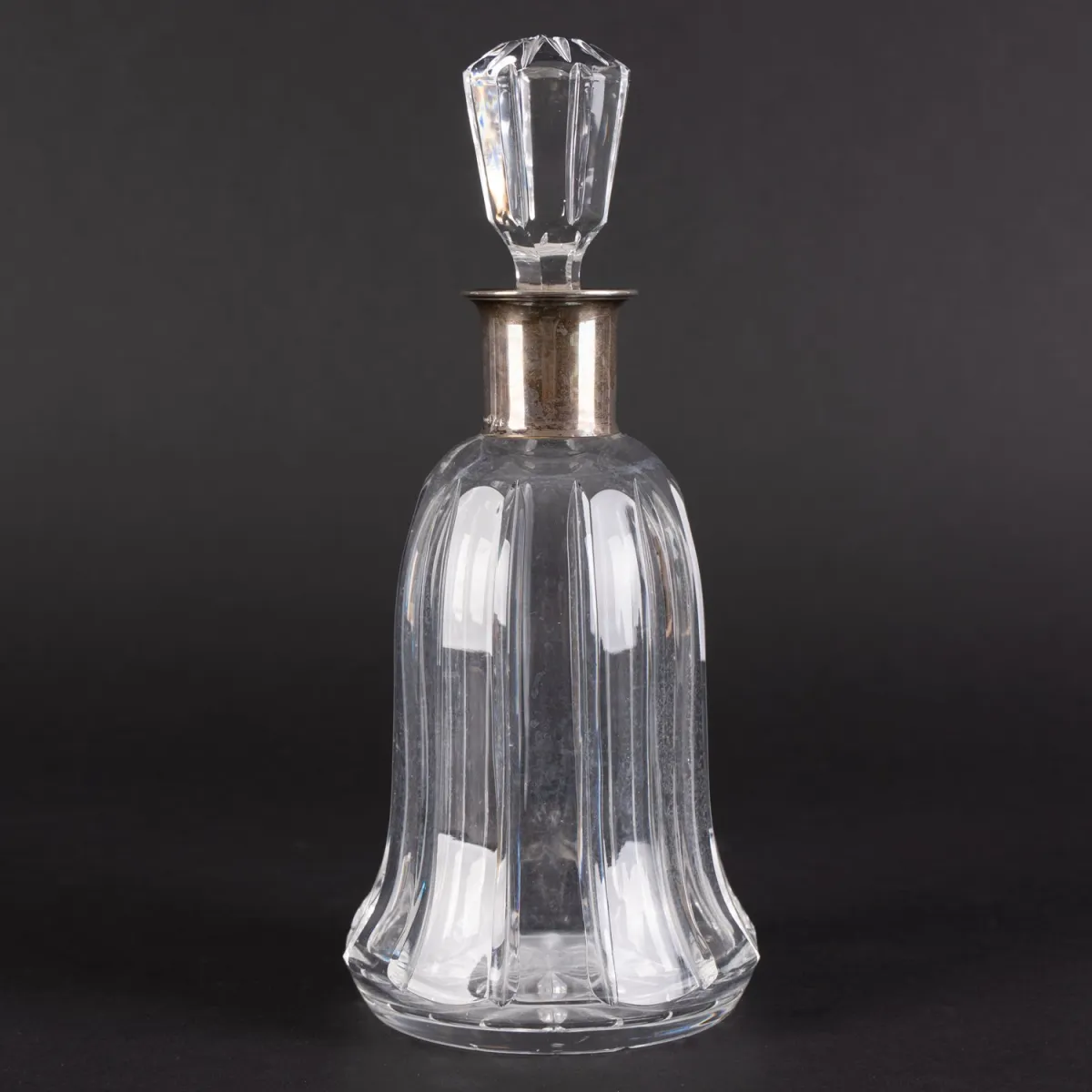 Decorative glass carafe, colorless, thick-walled crystal glass with cut decor, base star, nice well-kept condition, neck…