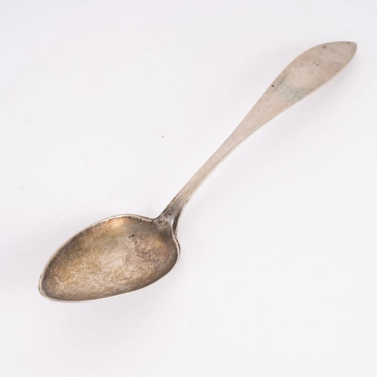Large vegetable spoon, 10 lot silver (=65%) old Spaten pattern, engraved: St. 1825, length approx. 29 cm, approx. 89 gr.