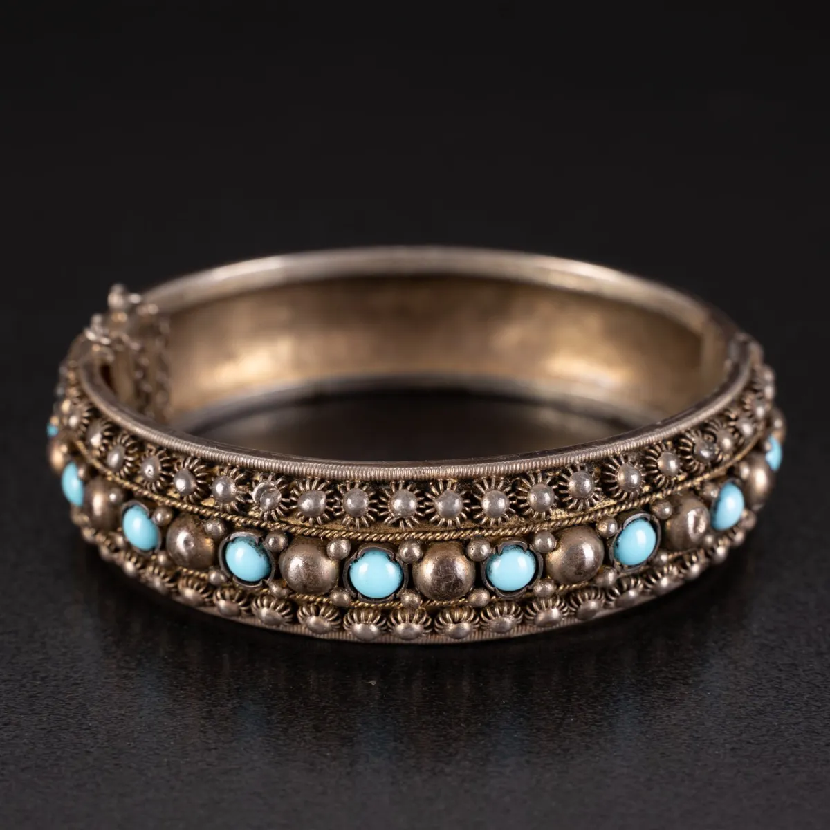 Bracelet en argent, forme ovale, fermoir mousqueton avec chaînette de sécurité, argent 800, légère dorure par endroits …