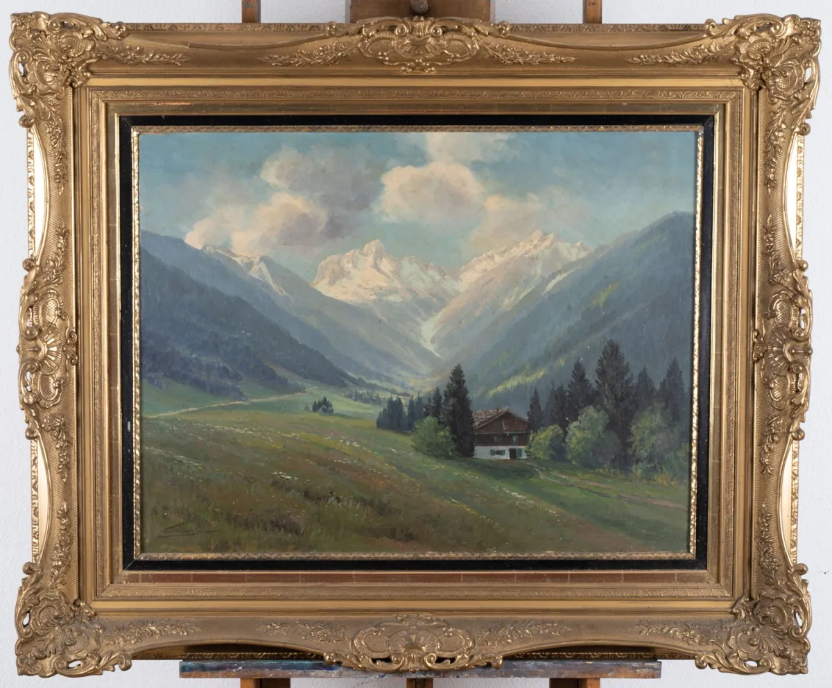 Summer pre-alpine landscape, large painting, oil on canvas, approx. 66 x 86 cm, signed lower left Kurt Vogl…