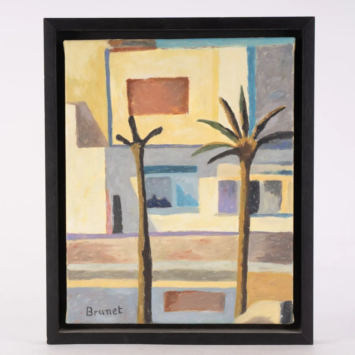 Mallorcaans straattafereel - klein schilderij, acryl / olieverf op doek, ca. 35 x 28 cm, gesigneerd linksonder…