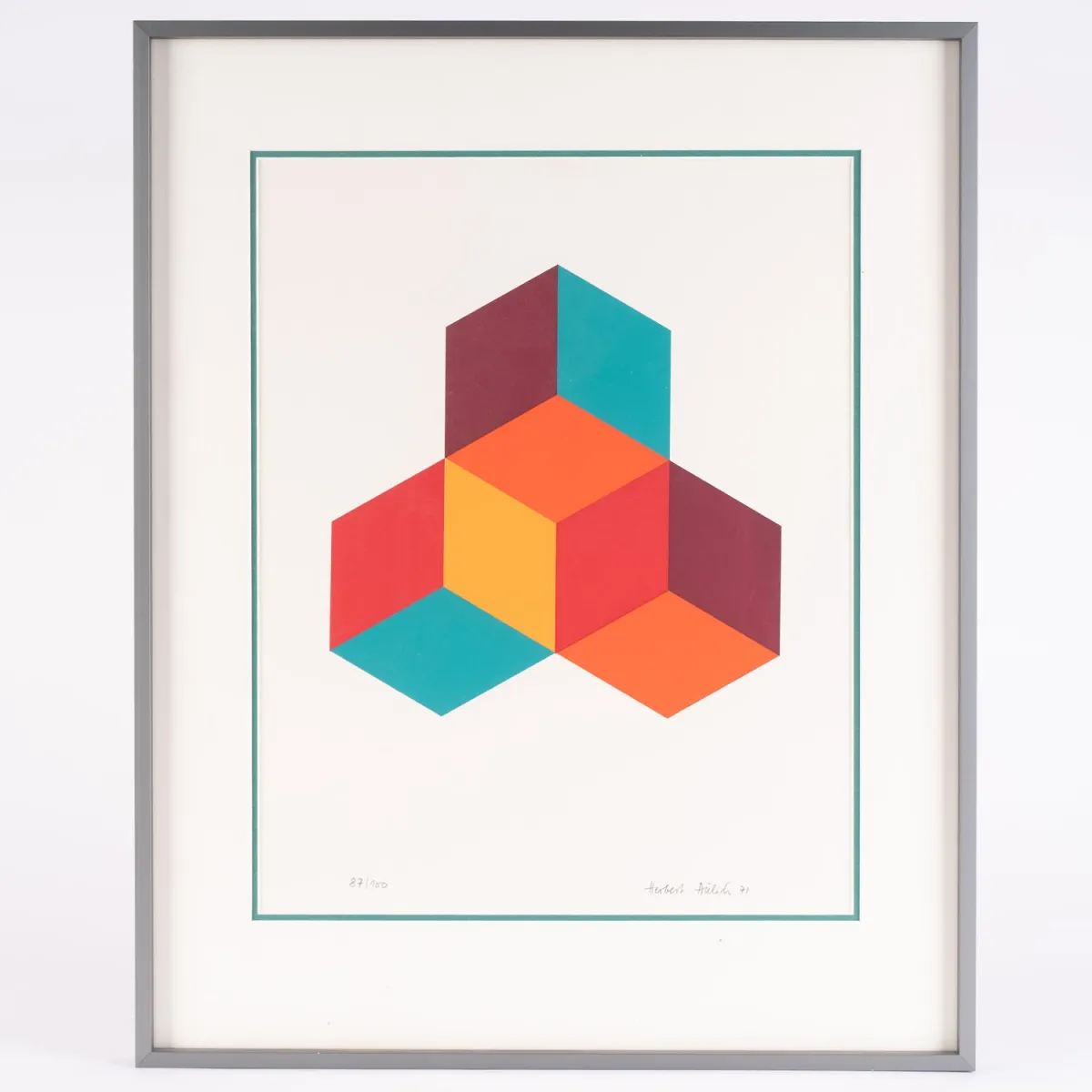 Sans titre, composition colorée géométrique constructive du peintre et graphiste Herbert Aulich (Wüstendorf près de Breslau 1927 - 2020 Offenbach a.M.)