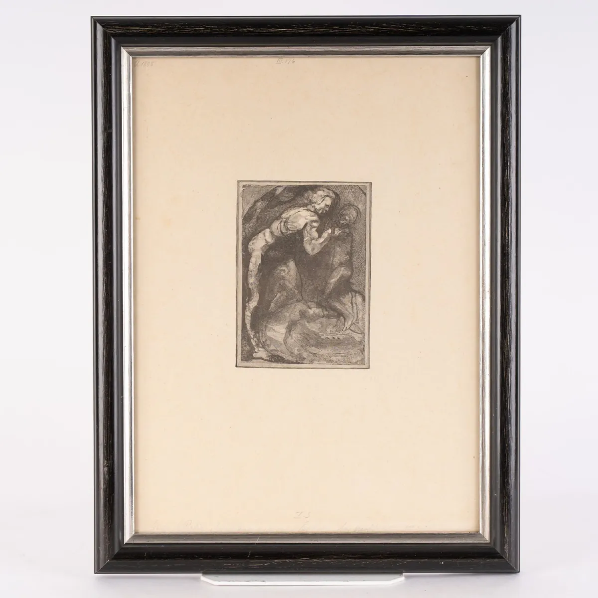 Michel Ange modelant l'esclave (Michelangelo modelliert den Sklaven) - hinter Glas gerahmter Holzstich des Auguste …