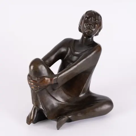 L'homme qui chante - d'après le dessin d'Ernst Barlach (1870 - 1938), bronze patiné brun foncé, limité, multiple…