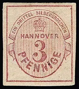 3 Pfge. dunkellilarosa, pièce de choix non oblitérée à grandes marges avec presque toute la gomme d'origine (par endroits légère gomme étrangère), un timbre rare ! Sign. Bühler et certificat Berger