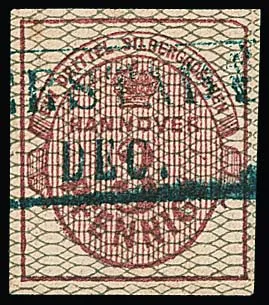 3 Pfge. carmine, grey netted, good plate flaw "upper right corner bevelled", cabinet piece with Ra2 from Duderstadt. Mi. 600,- for cheap "a" shade.