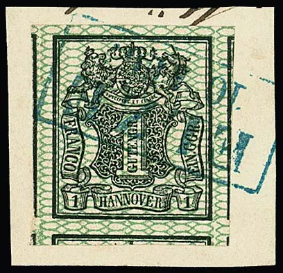 1 Ggr. light green, very unusual giant cut for this stamp (three sides all neighbors!) on luxury letter piece with Ra2 "Elze"