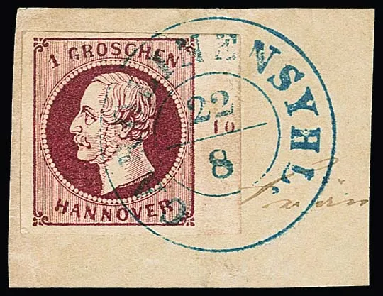 1 Gr. rouge vin, impression grossière, à droite avec bord de feuille et numéro de rangée "10", sur lettre de luxe avec K2 "Carolinensyhl"