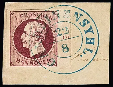 1 Gr. rouge vin, impression grossière, à droite avec bord de feuille et numéro de rangée "10", sur lettre de luxe avec K2 "Carolinensyhl"